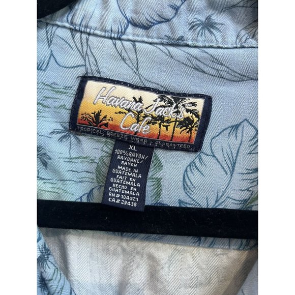 Vintage Havana Jacks Cafe Hawaiian Tropical Shirt Size XL Blue Mint Green floral - Picture 3 of 7